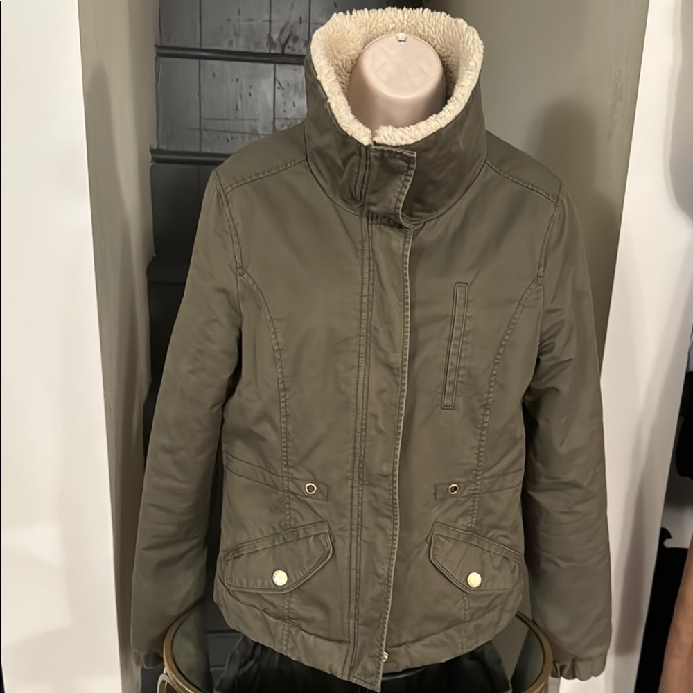 Olive Sherpa-trim Women's Jacket 10